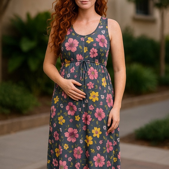 Baby Be Mine Floral Maxi Dress - Gray and Pink - Picture 16 of 16